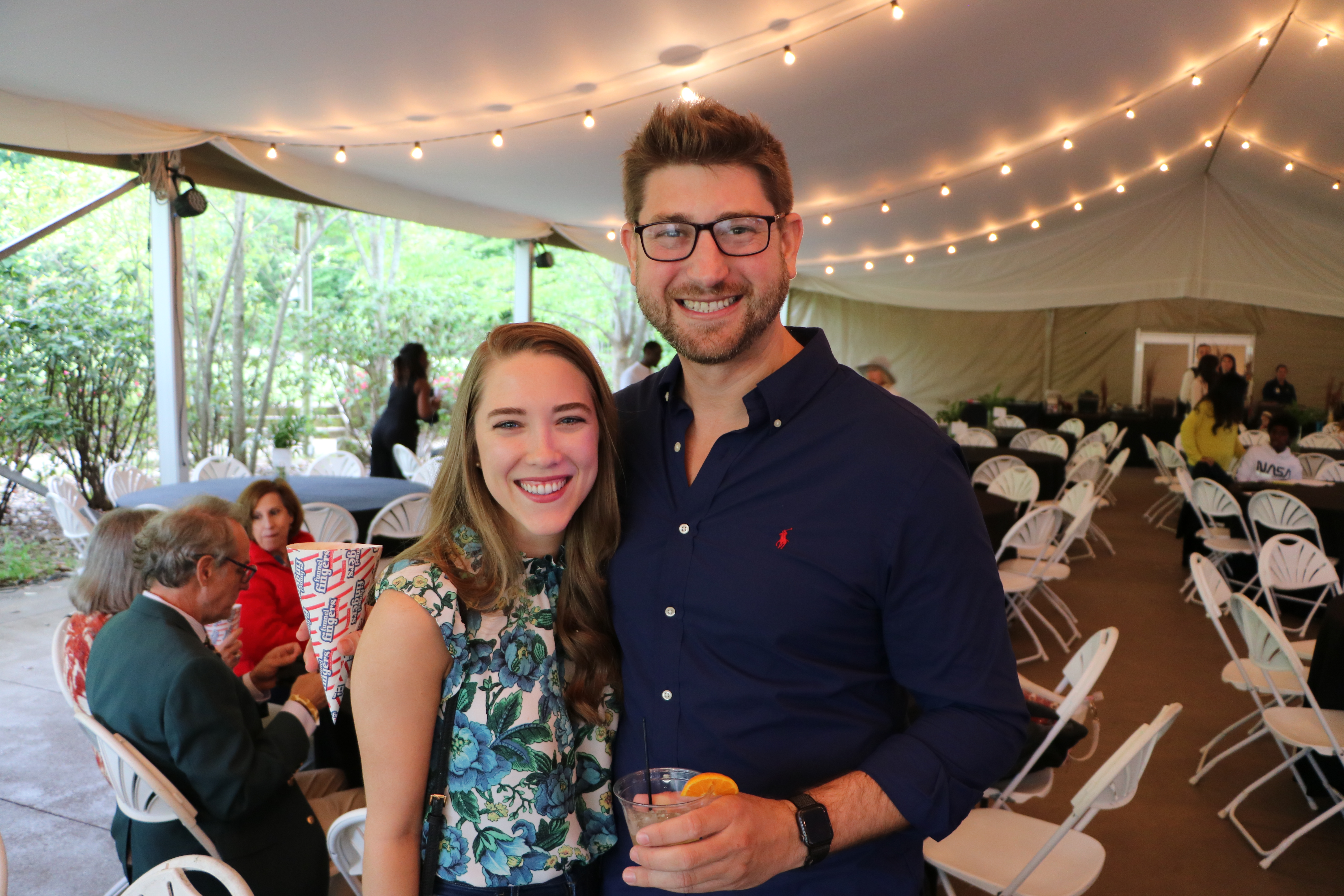 two people smiling