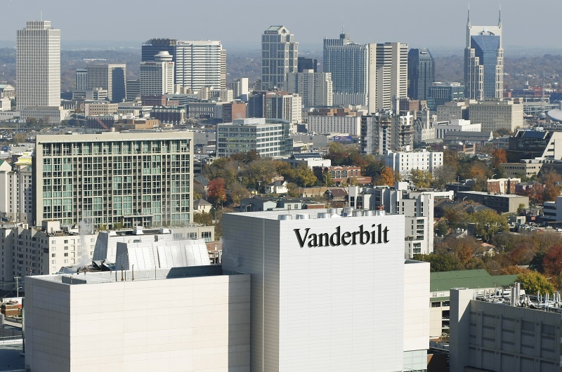 VUMC campus and Nashville skyline