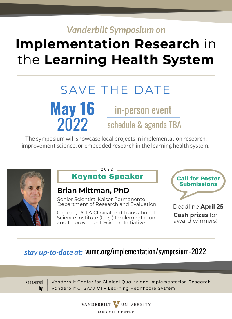 Save the date: Vanderbilt Symposium on Implementation Research in the Learning Health System