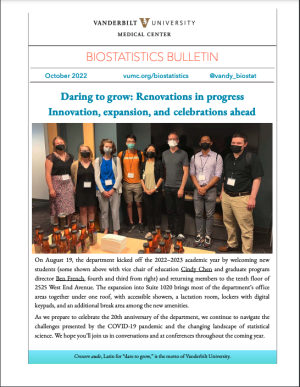 front page October 2022 Vanderbilt Biostatistics Bulletin 