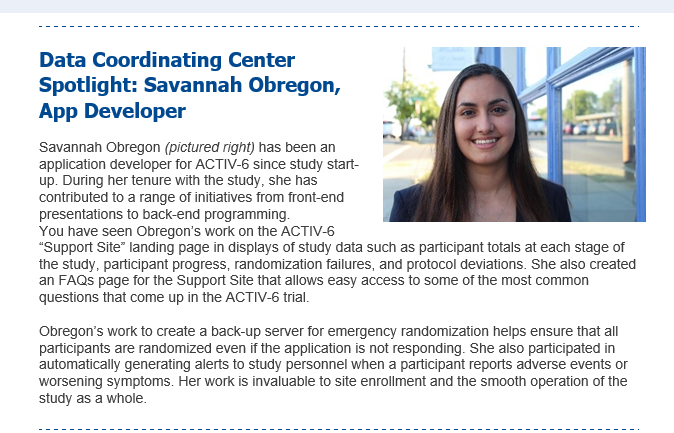 Clipping from newsletter about Savannah Obregon