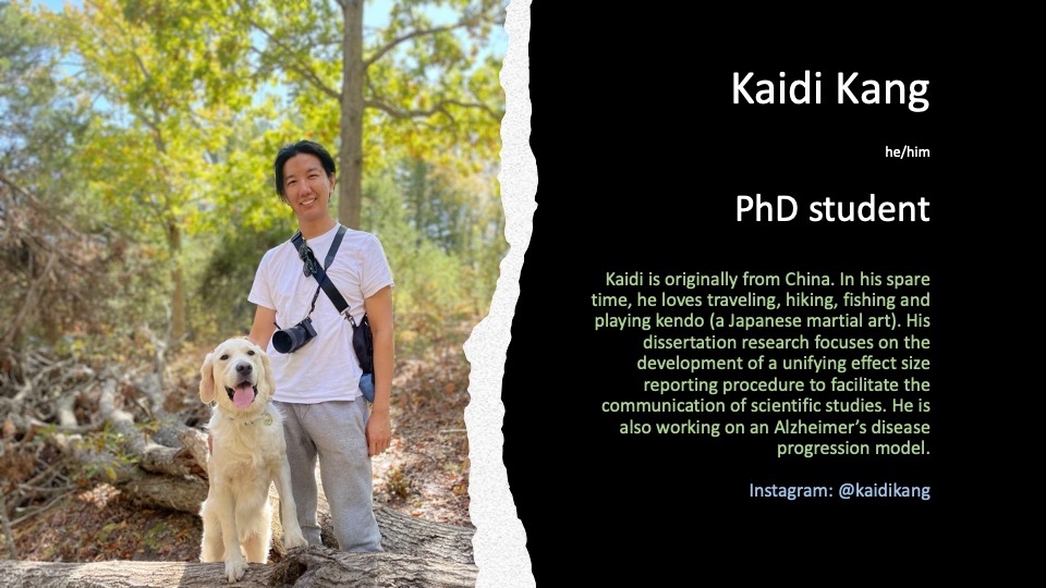 Kaidi Kang Look Book page with Kaidi and dog