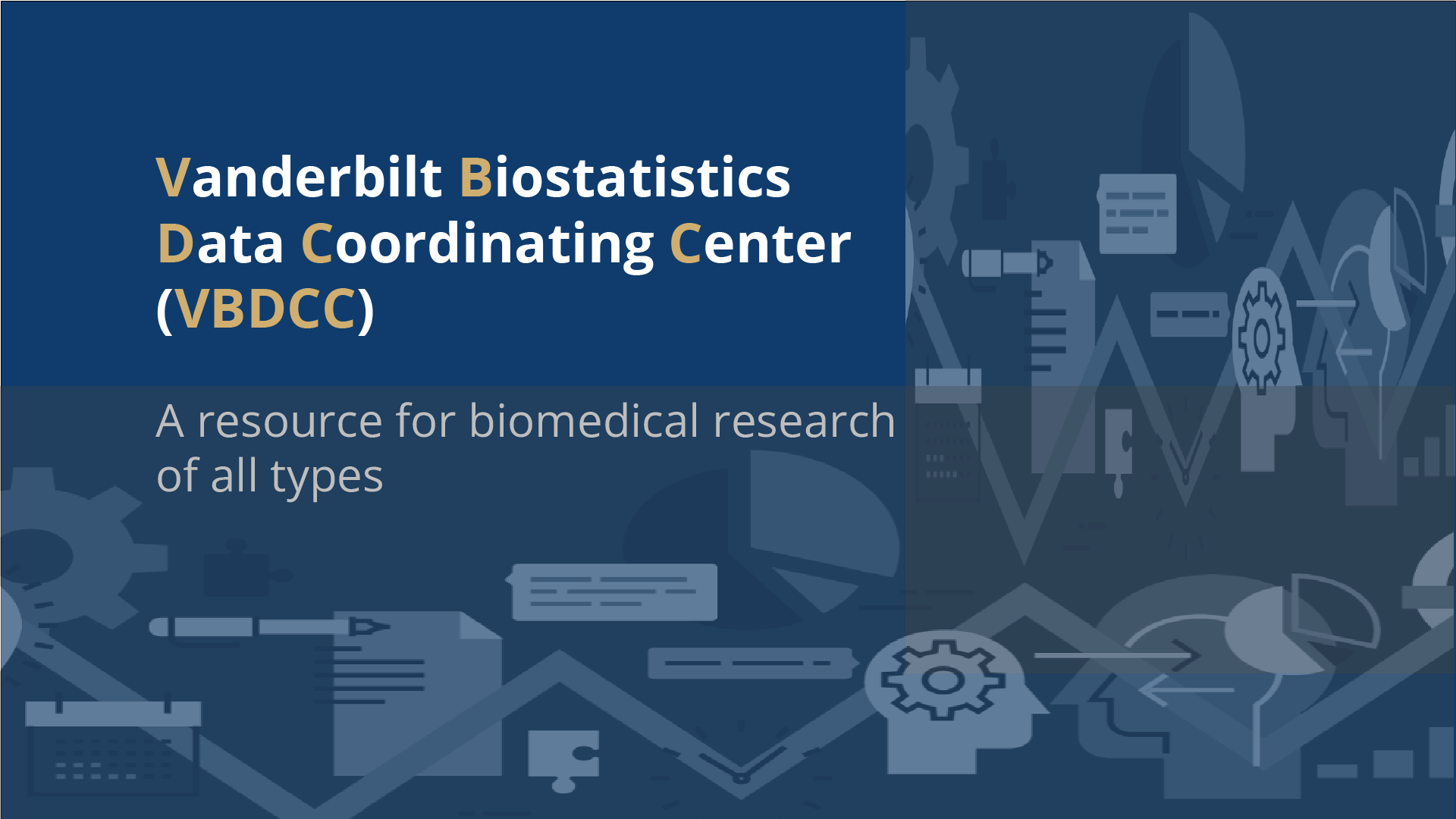 VBDCC title card: Vanderbilt Biostatistics Data Coordinating Center - A resource for biomedical research of all types