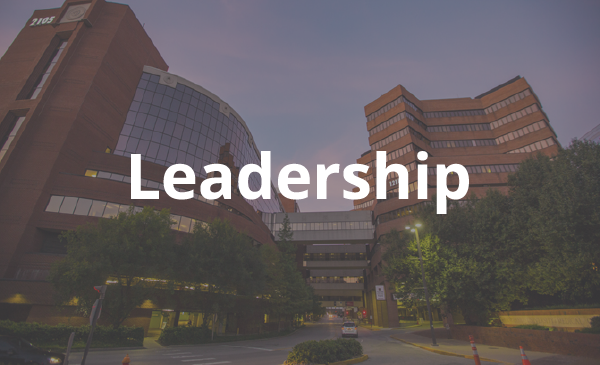 Photo of the VUMC campus with the text "Leadership" overlayed