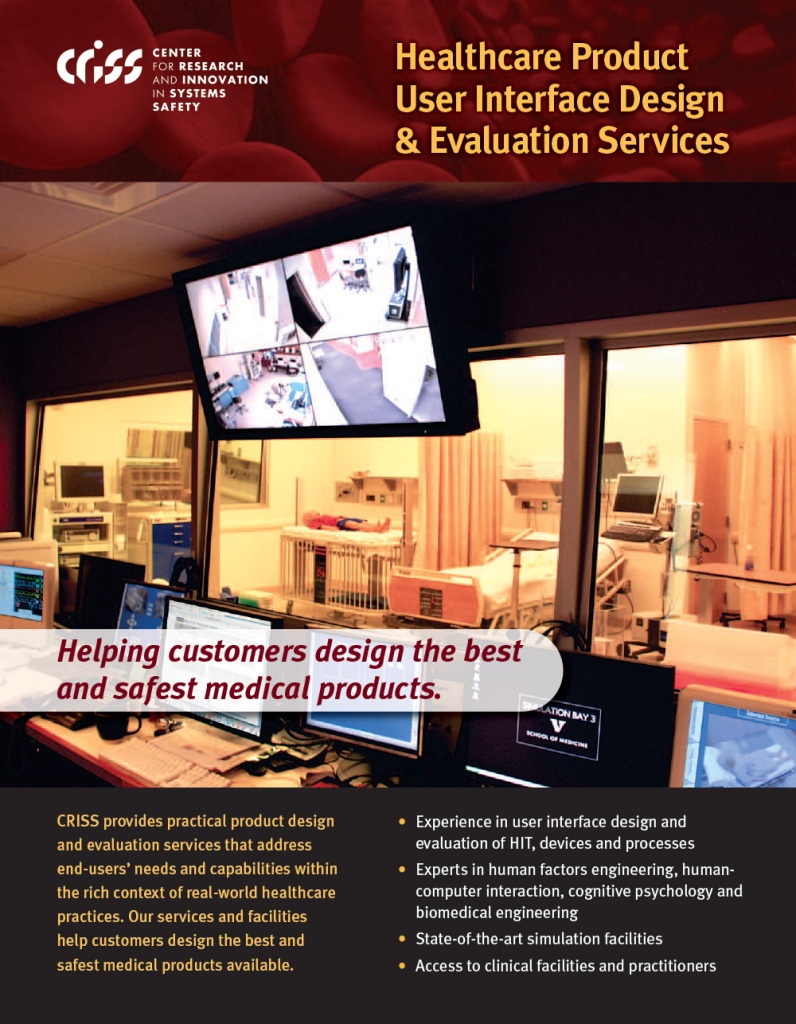 CRISS healthcare product design services brochure