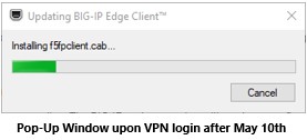 Pop Up Window for VPN Update