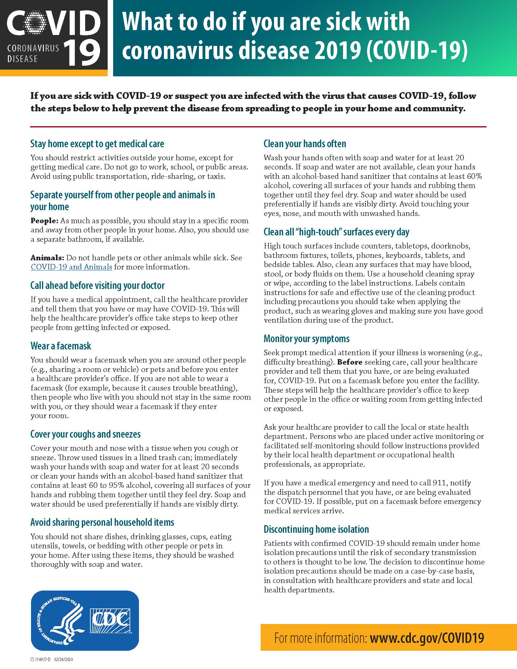 What to do if you are sick with coronavirus