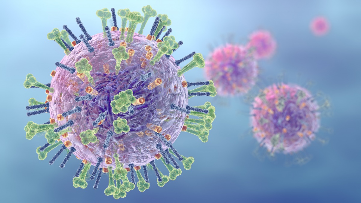 Computer rendering of influenza virus.