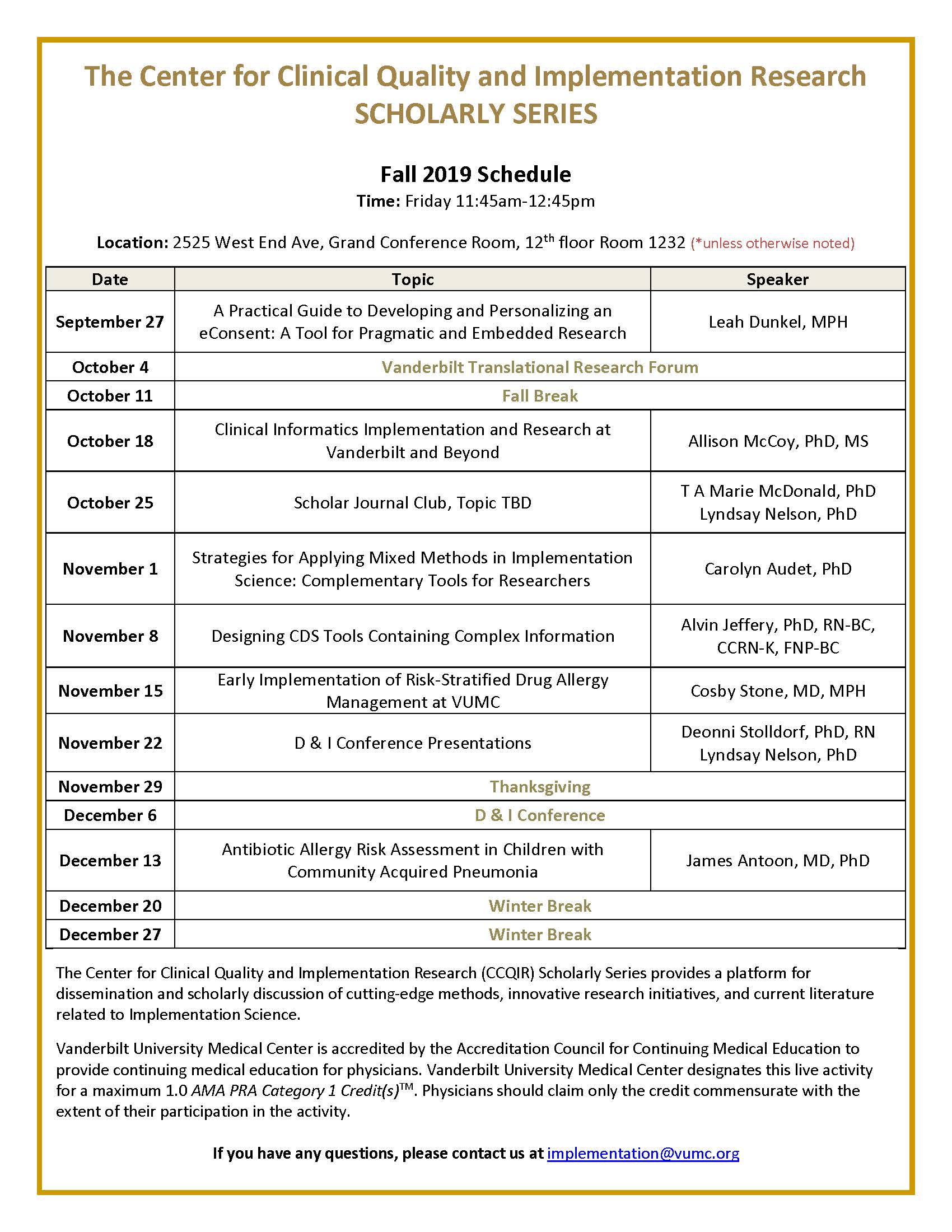 Scholarly Series Center For Clinical Quality And - 