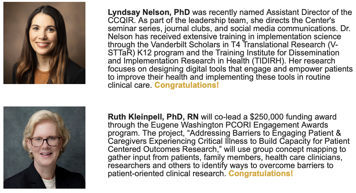 Lyndsay Nelson and Ruth Kleinpell Accolade