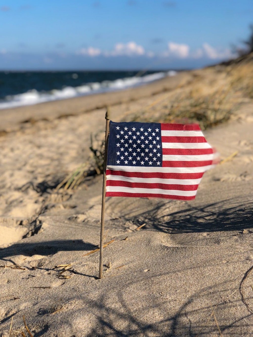 American Flag on Beach