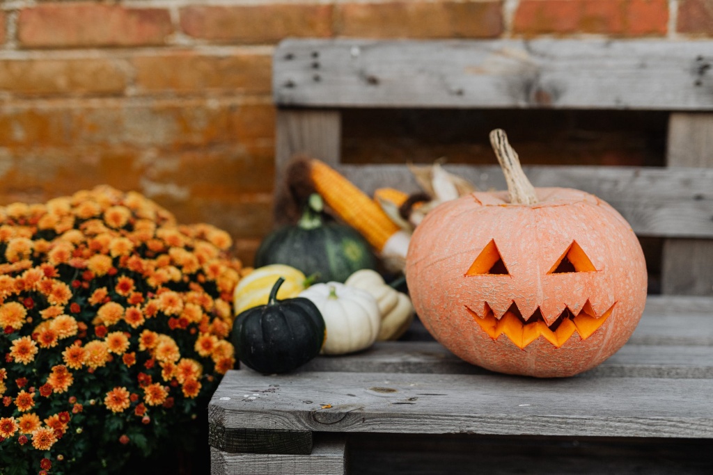 pumpkins on porch