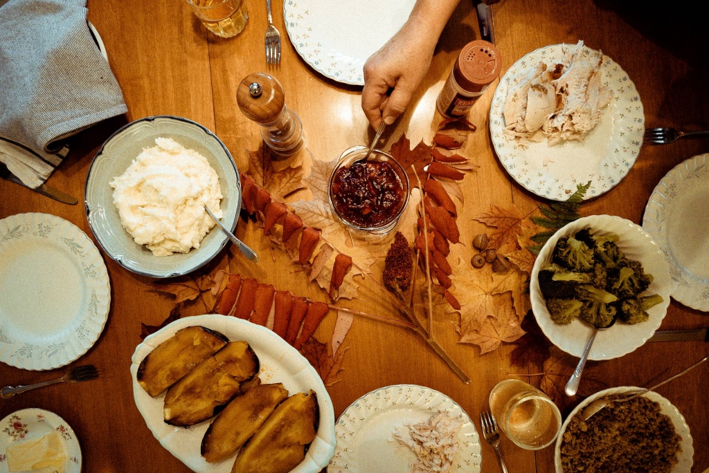 Thanksgiving food on table