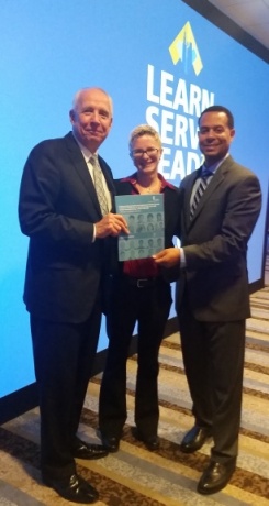Kristen (center) with Darrell Kirch, President and CEO of AAMC (left), and Marc Nivet, Chief Diversity Officer of AAMC (right).