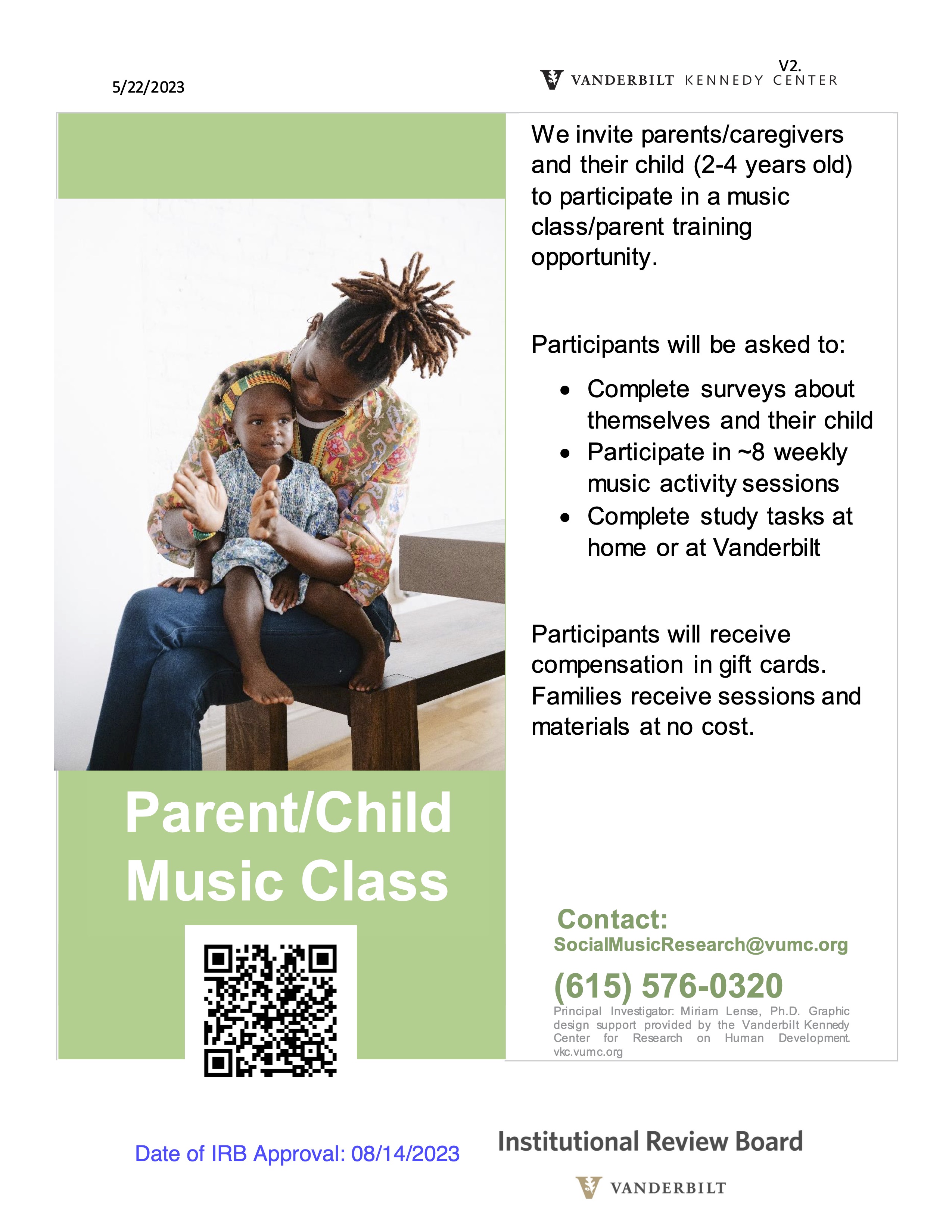 Flyer for Parent/Child Music Class