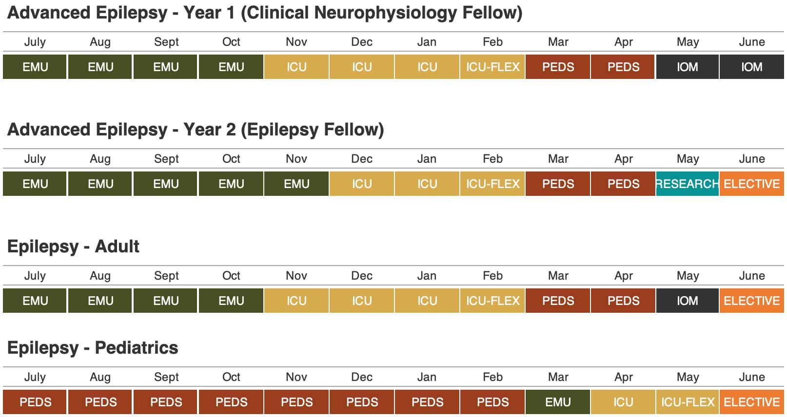 Epilepsy Sample Schedule