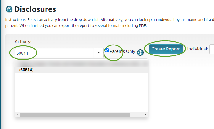 Disclosure report example