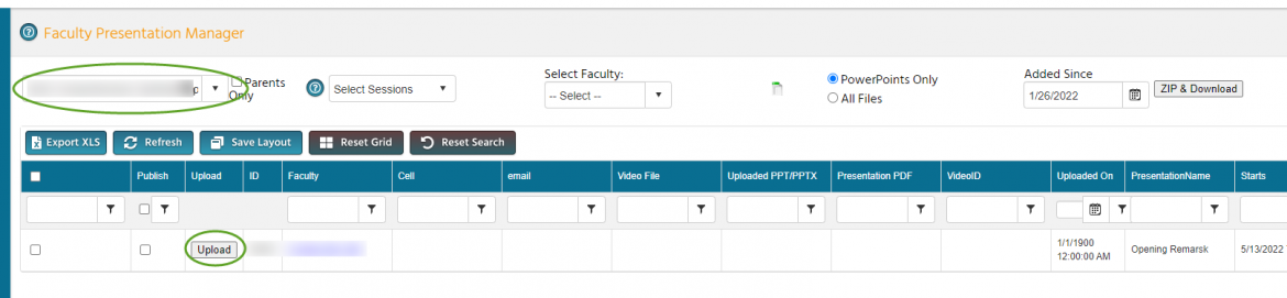 faculty presentation manager screen