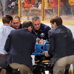 Hockey player given medical attention