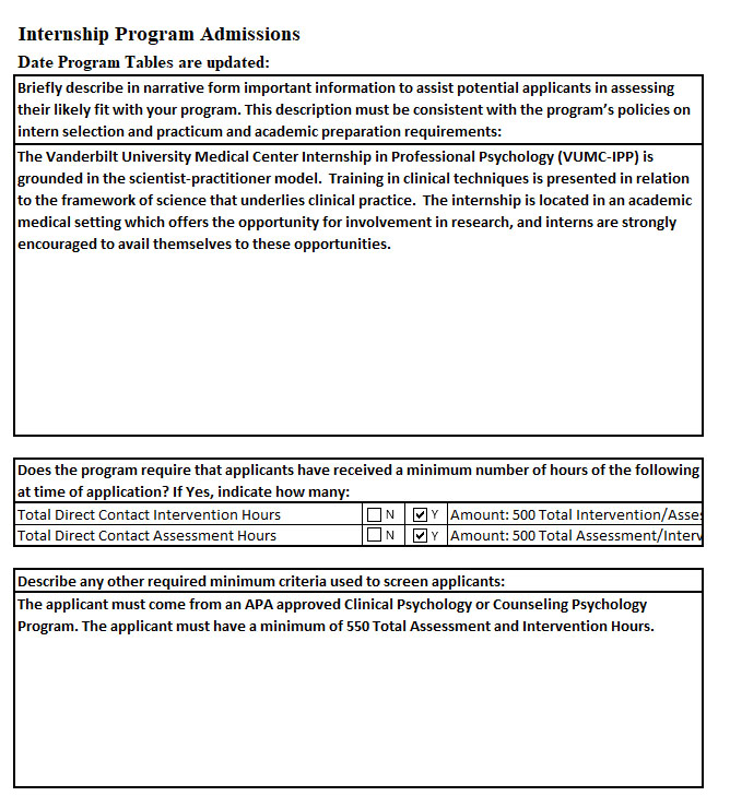 Internship Program Admissions