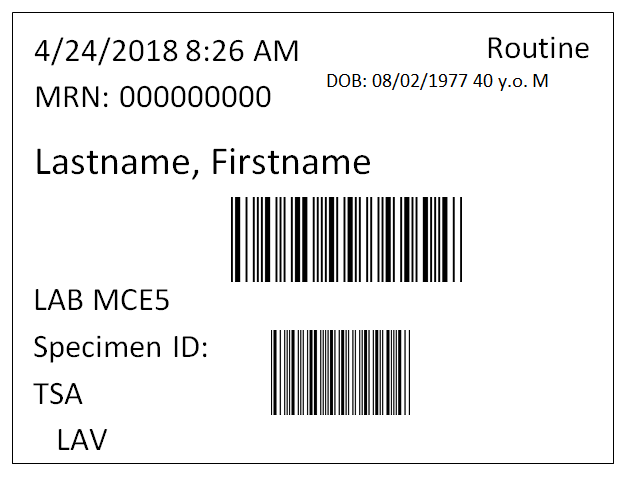 blood bank label