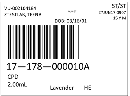 Lab Specimen Labels