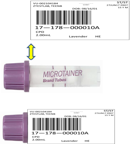 microtainer label placement