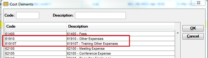 Other Expenses for Training Grants 