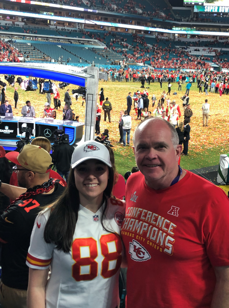 Christy and dad at chiefs game