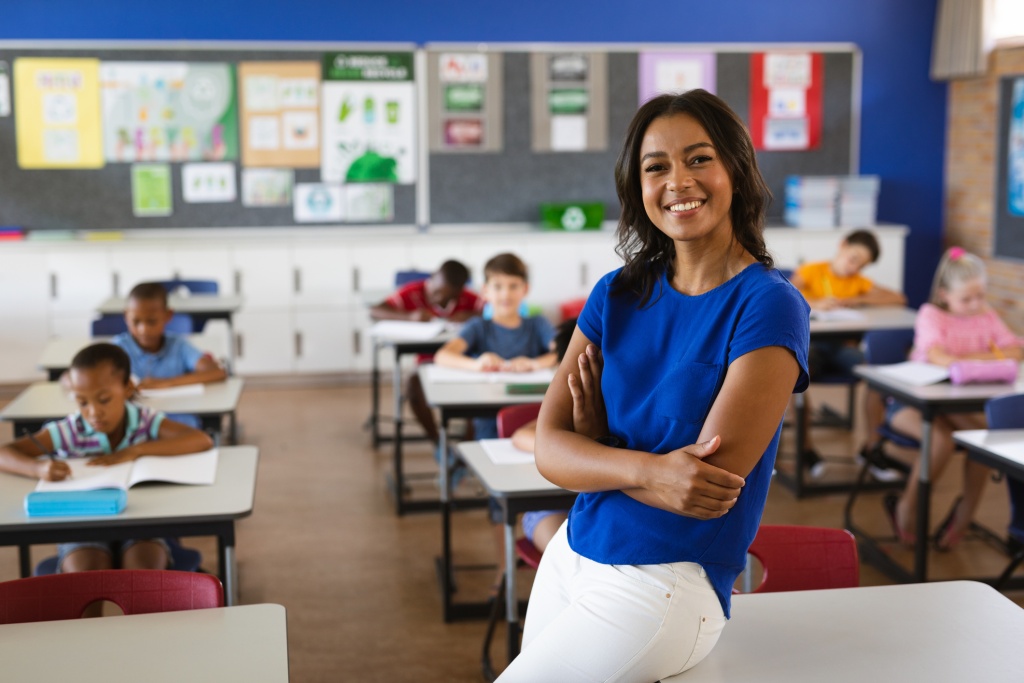 Teacher in front of class