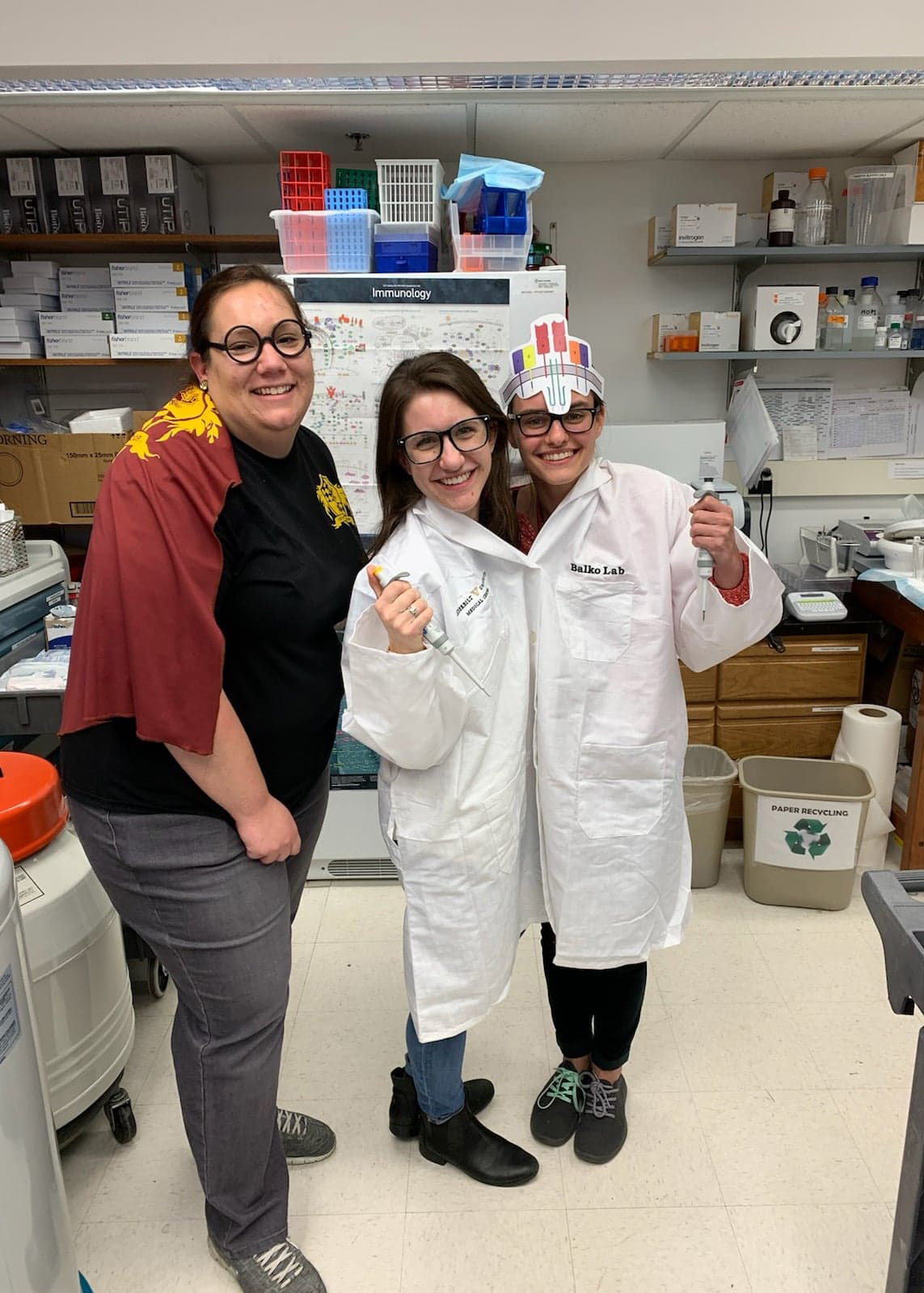 Harry Potter and the T cell-Graduate Student Hybridoma featuring Abbey Toren as Harry Potter, Elizabeth Wescott as the graduate student, and Maggie Axelrod as a T cell in Balko Lab